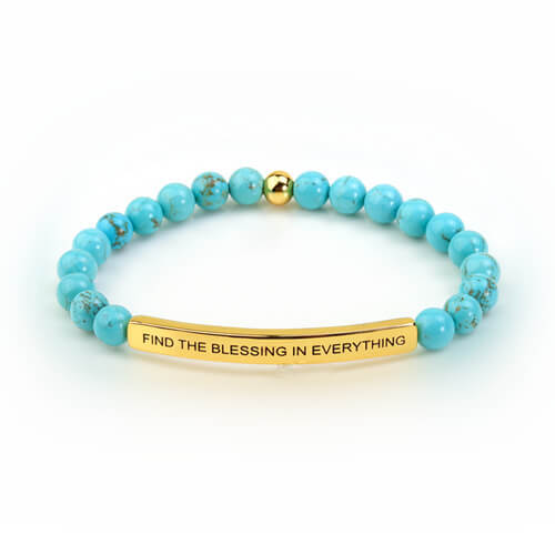 Custom Turquoise gold linear friendship beaded bracelets with handwriting engraved wholesale manufacturers and factory websites